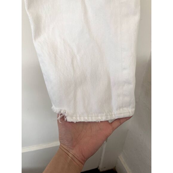 Agolde Women's 90's Mid Rise Straight Jeans White in Size 32 Frayed Hem - Picture 12 of 12